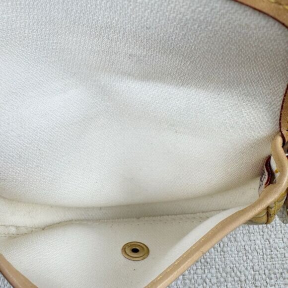 Dooney & Bourke 6" Wristlet Yellow/Tan Leather Trim Logo Snap Pouch Wallet Small - Picture 4 of 14